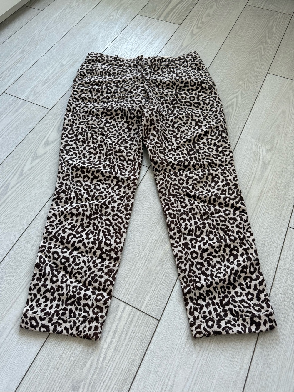 J. Crew 0 linen cafe capri leopard print dress pants brown tan trousers cuffed